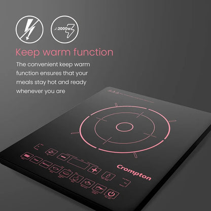 Crompton Instaserve 2000 W Induction Cooktop | 8 One touch Cook Menus