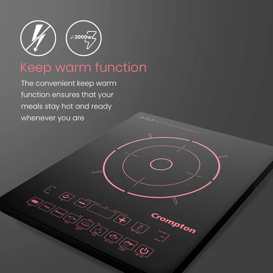 Crompton Instaserve 2000 W Induction Cooktop | 8 One touch Cook Menus