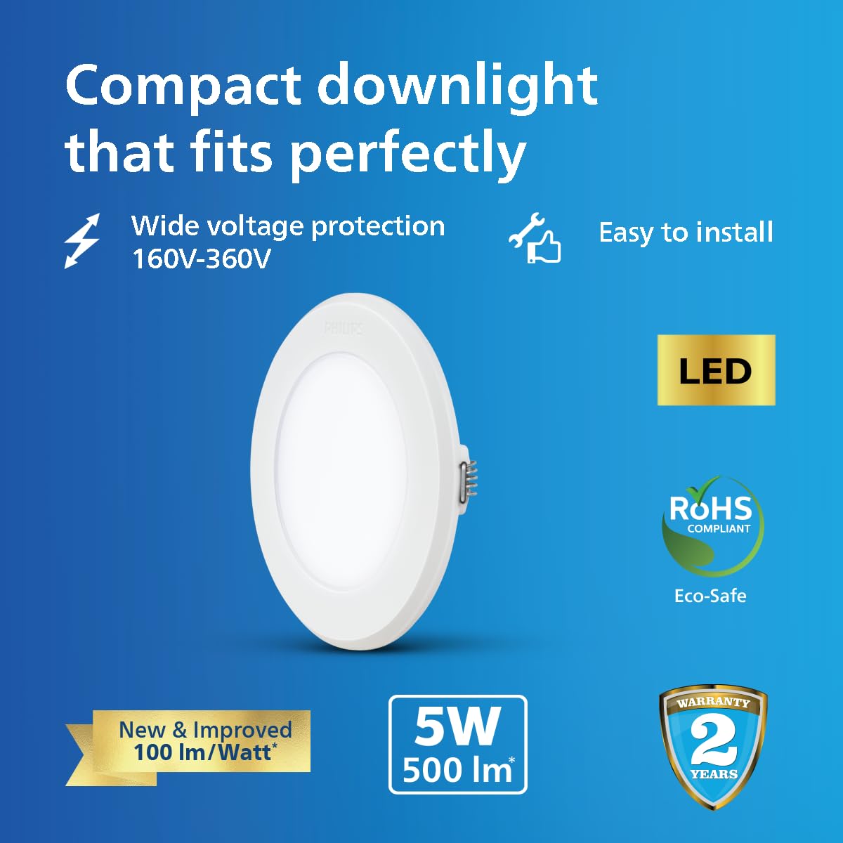 PHILIPS 5W LED Downlighter | Starfitnext Concealed JB LED Ceiling Light | Cutout Size : 3 Inch, Colour : Cool Day Light