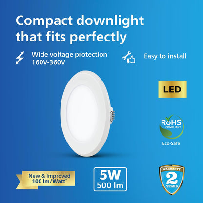 PHILIPS 5W LED Downlighter | Starfitnext Concealed JB LED Ceiling Light | Cutout Size : 3 Inch, Colour : Cool Day Light